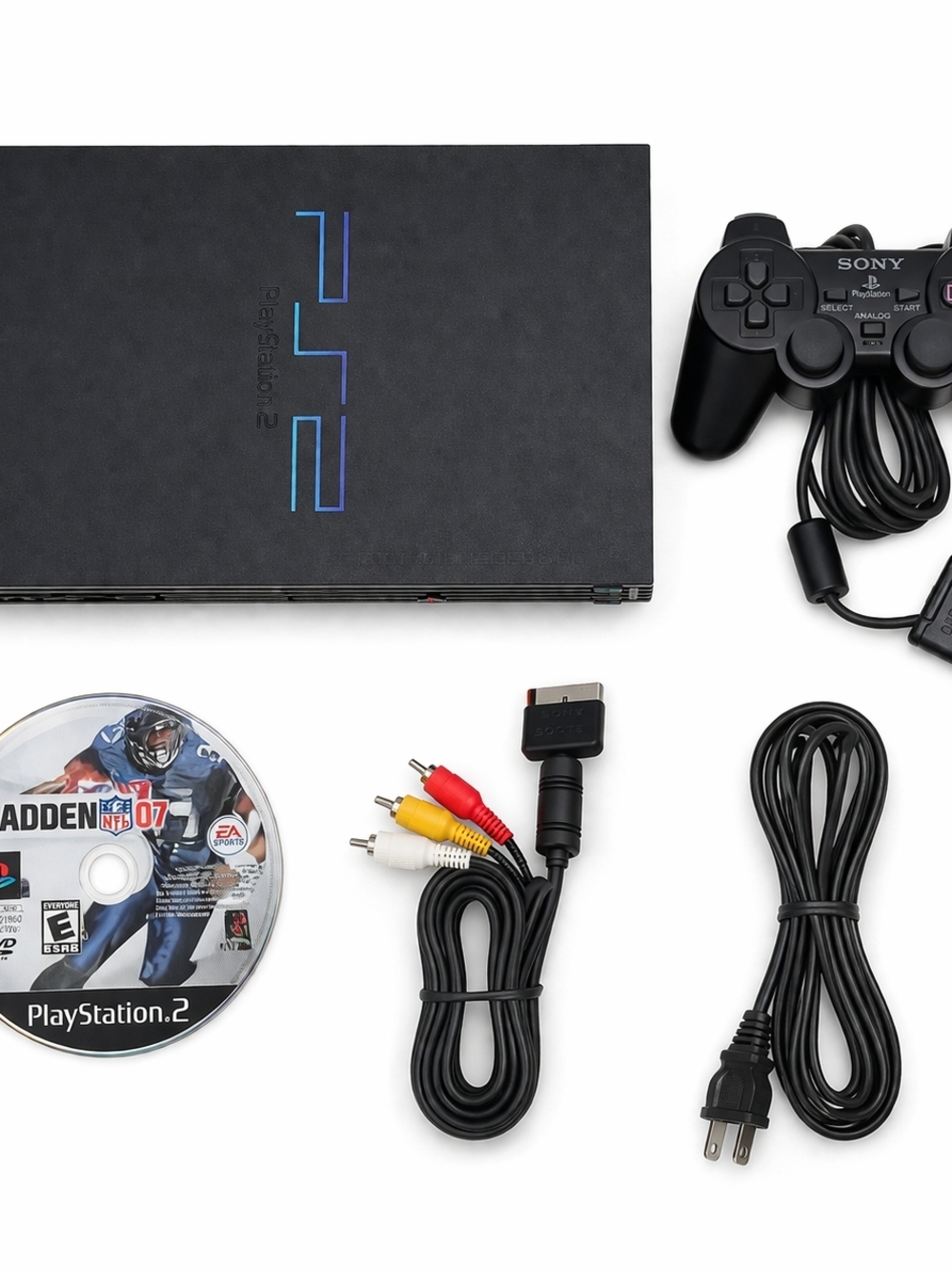 Sony PlayStation 2 Slim Black Console Bundle with Controller and AV Cables